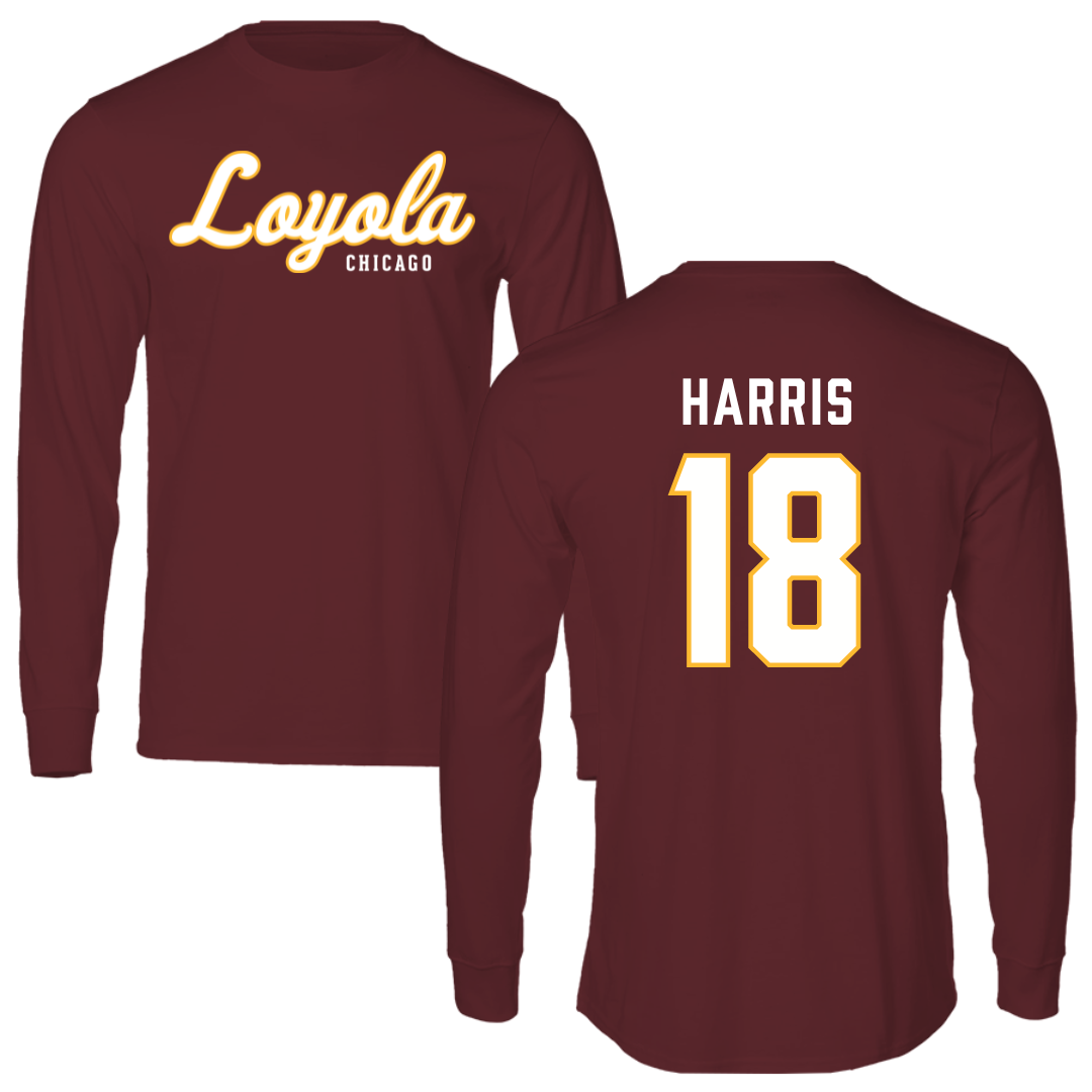 Loyola University-Chicago Soccer Maroon Long Sleeve - #18 Jadyn Harris