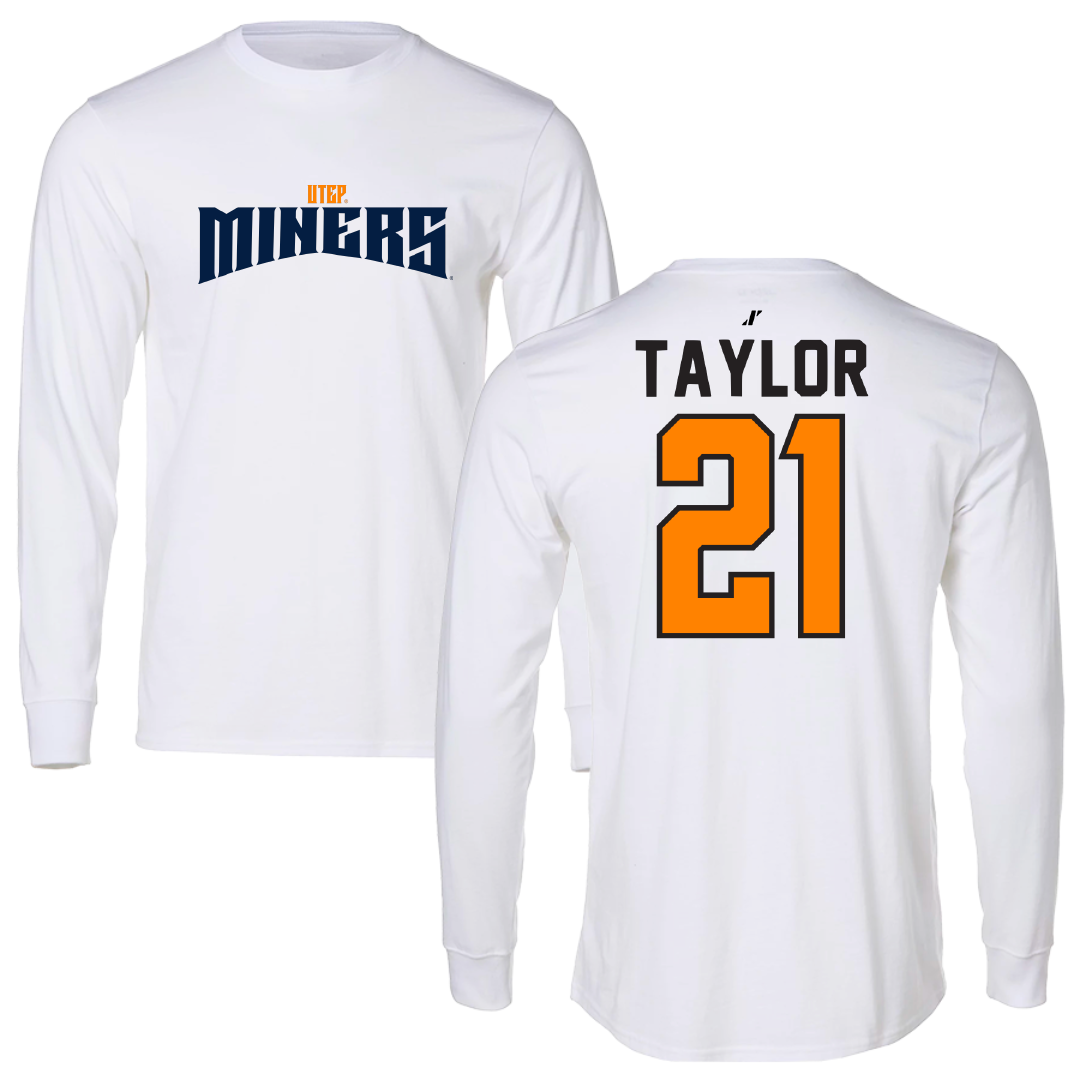University of Texas at El Paso Football White Classic Long Sleeve - #21 Marquez Taylor