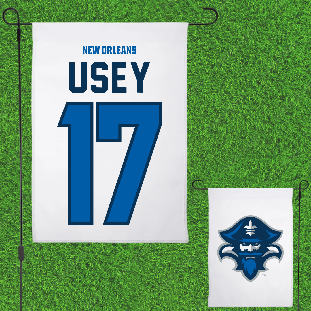 University of New Orleans Baseball White Garden Flag - #17 Trey Usey