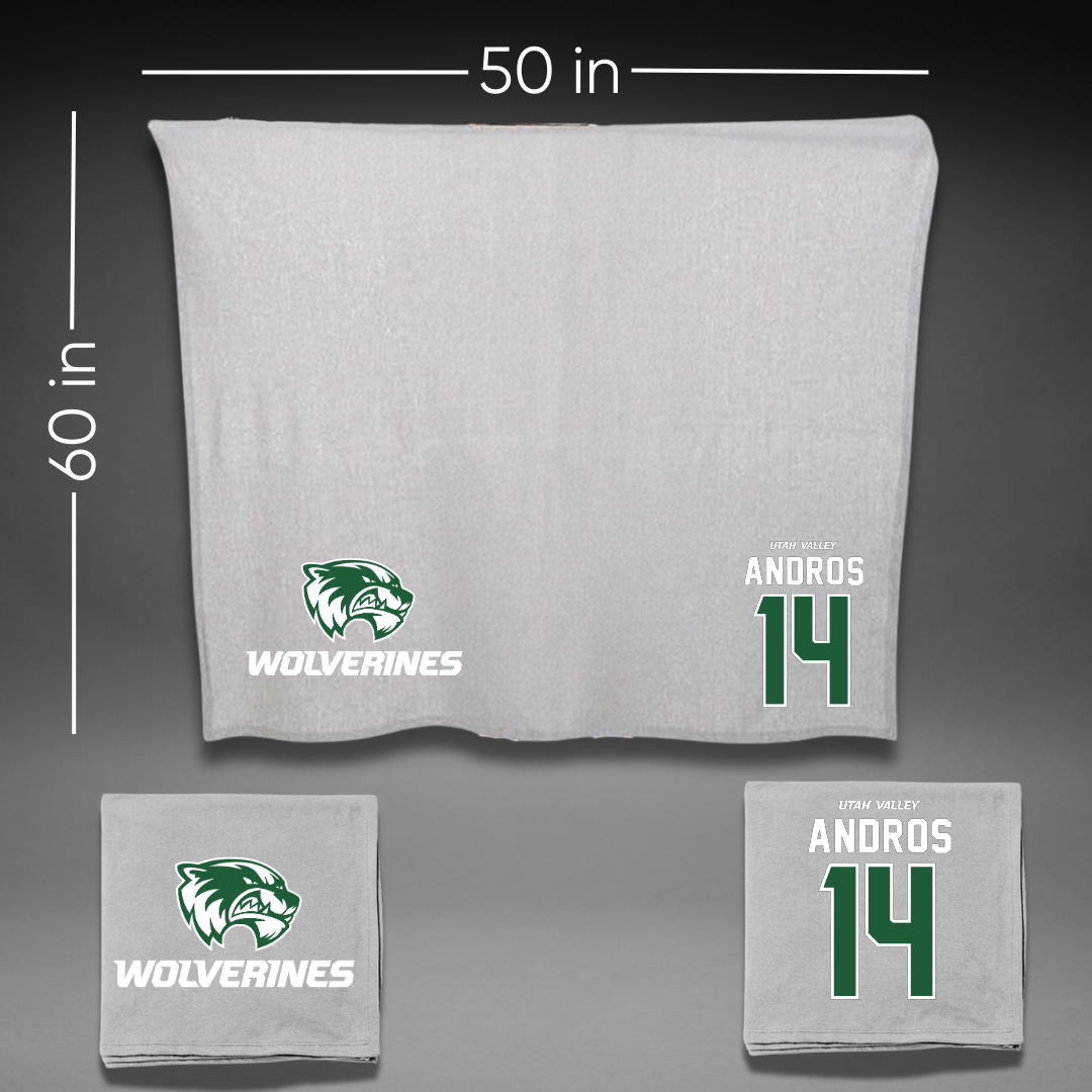 Utah Valley University Soccer Gray Blanket - #14 Mark Andros