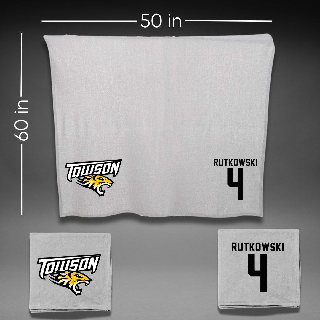 Towson University Football Gray Blanket - #4 Evan Rutkowski