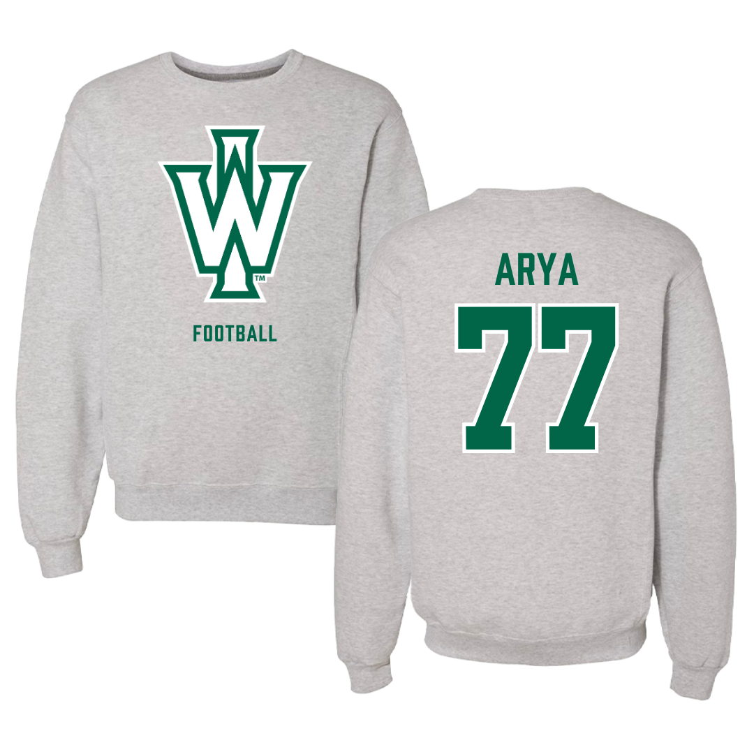 Illinois Wesleyan University Football Gray Crewneck - #77 Justin Arya