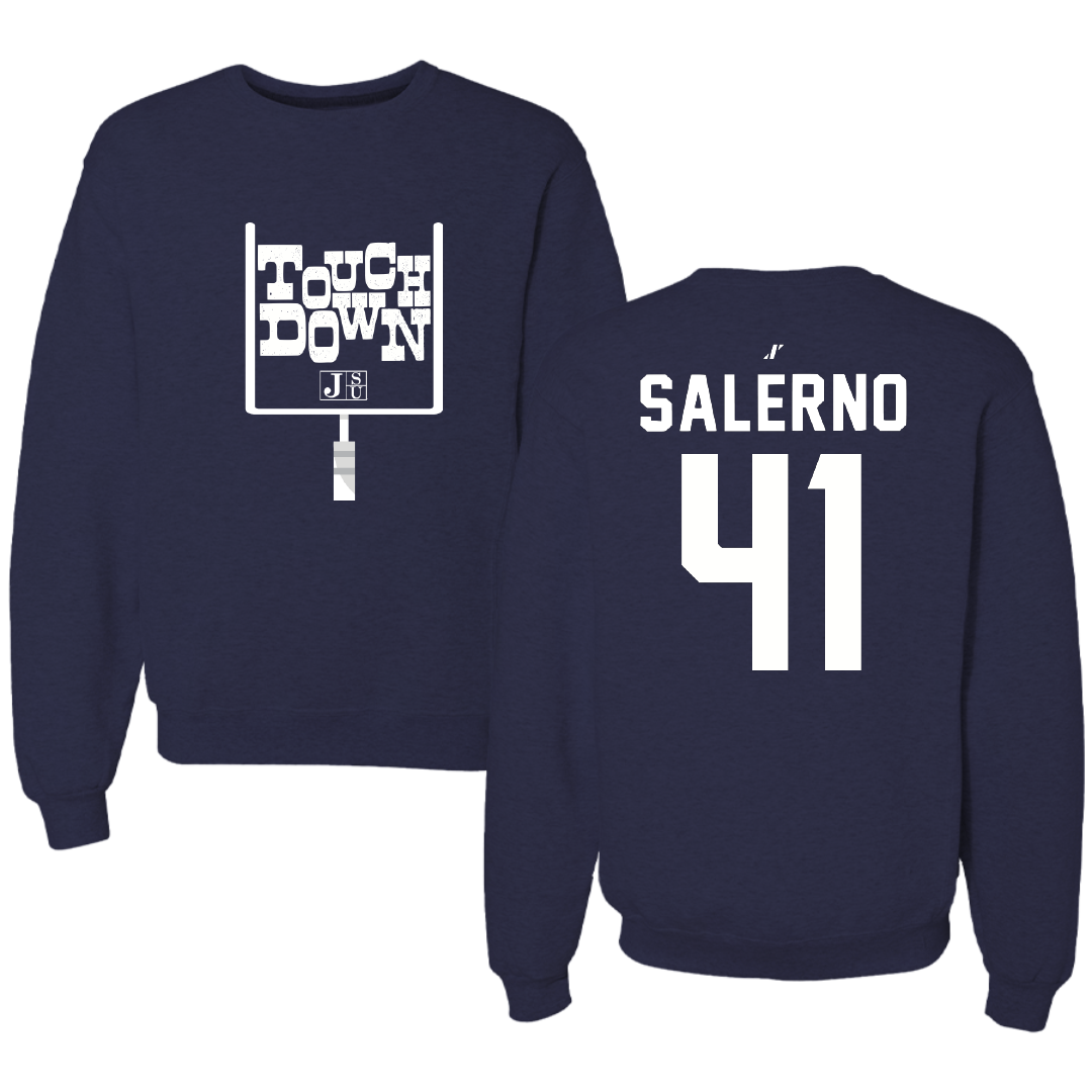 Jackson State University Football Navy Touchdown Crewneck - #41 Avery Salerno