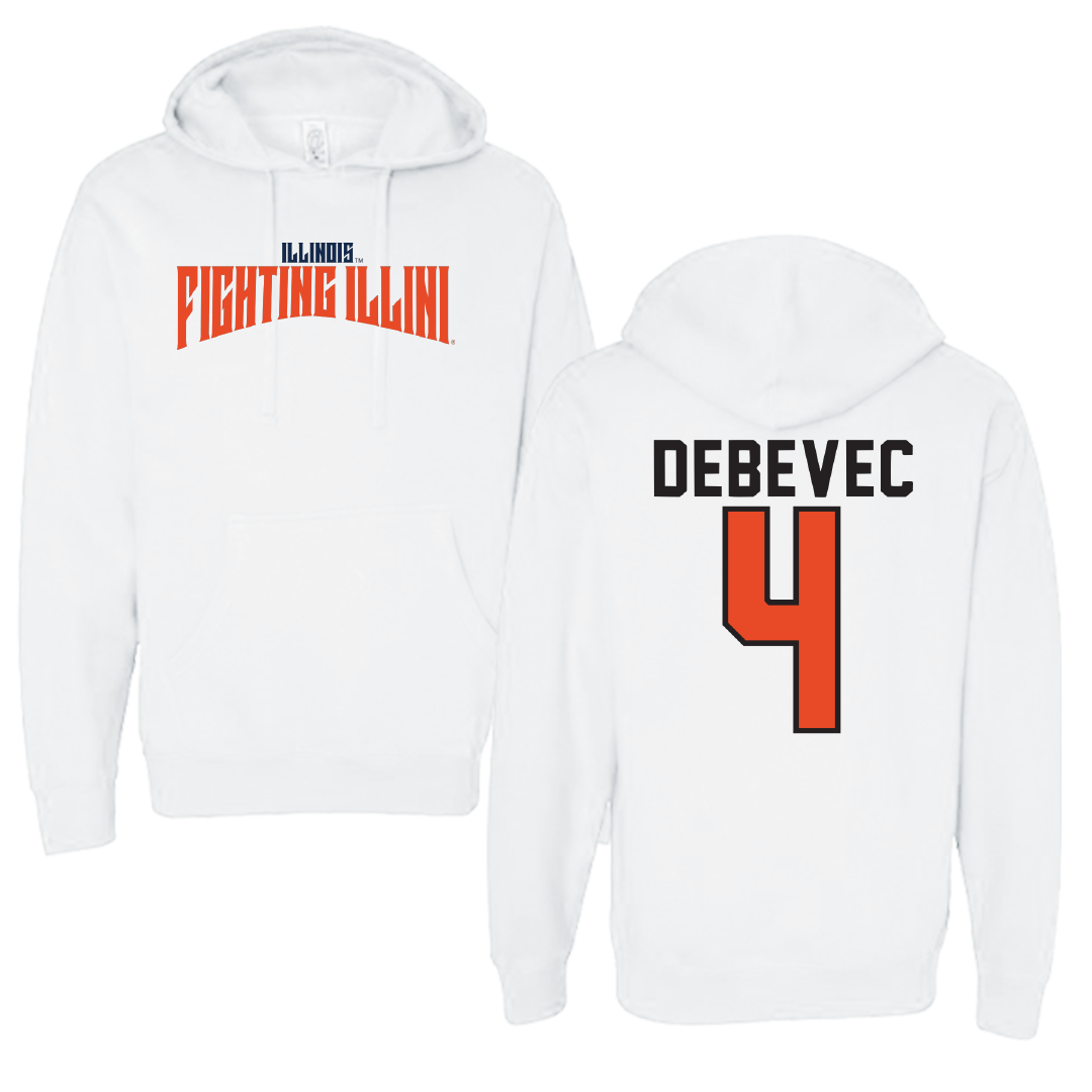 University of Illinois Softball White Classic Hoodie - #4 Gabby Debevec