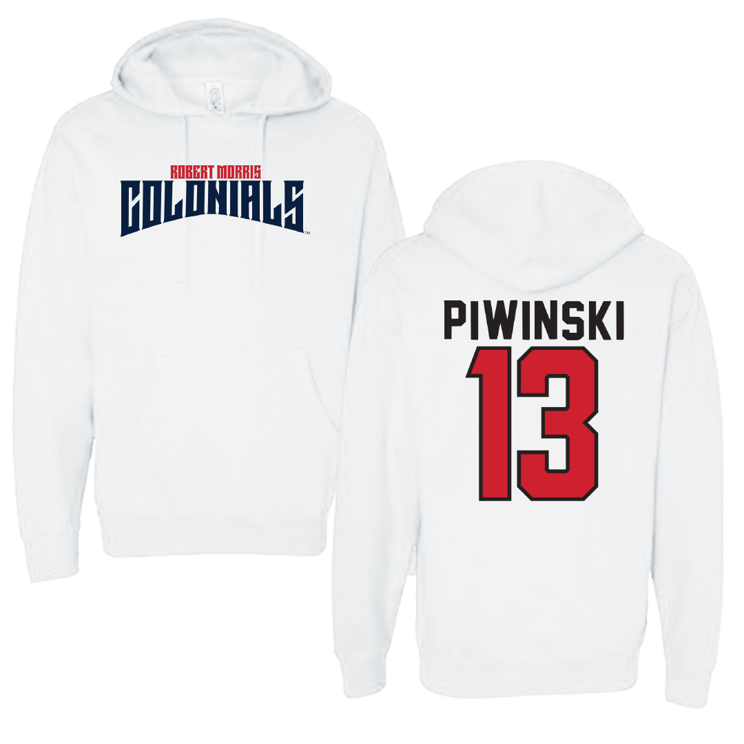 Robert Morris University Lacrosse White Classic Hoodie - #13 Parker Piwinski