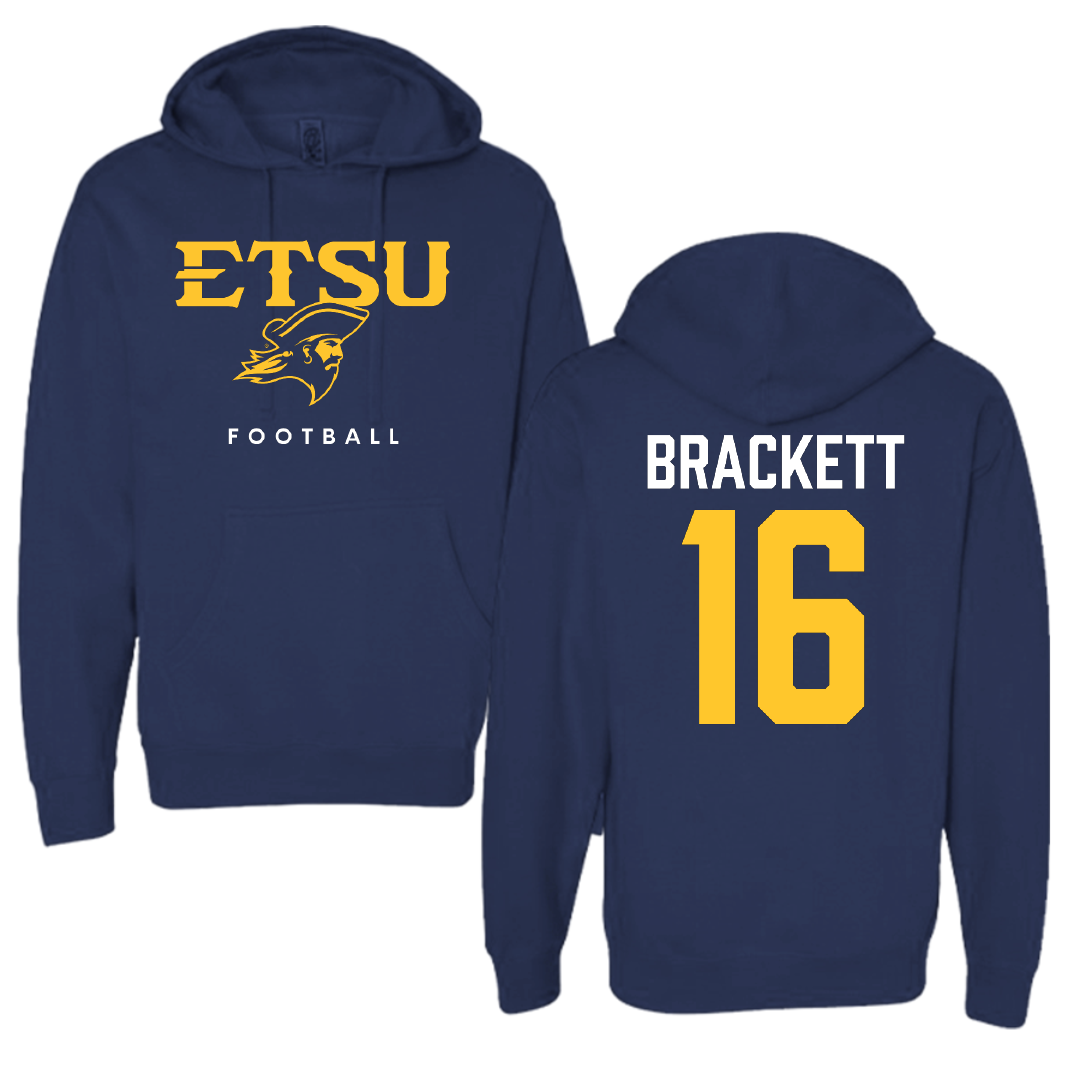 East Tennessee State University Football Navy Hoodie - #16 Nate Brackett