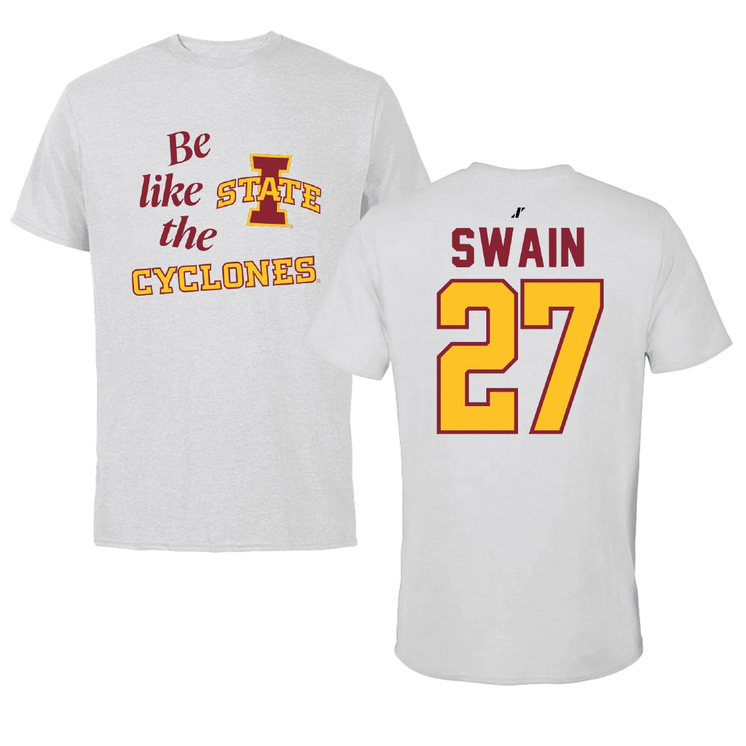 Iowa State University Softball Light Gray Be Like Us Performance Tee - #27 Saya Swain
