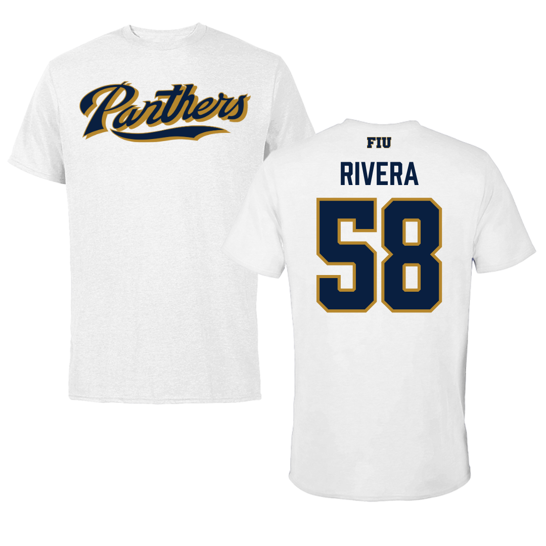 Florida International University Football White Tee - #58 Ashton Rivera