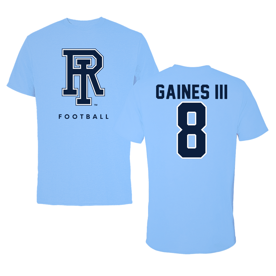 University of Rhode Island Football Carolina Blue Tee - #8 Greg Gaines III