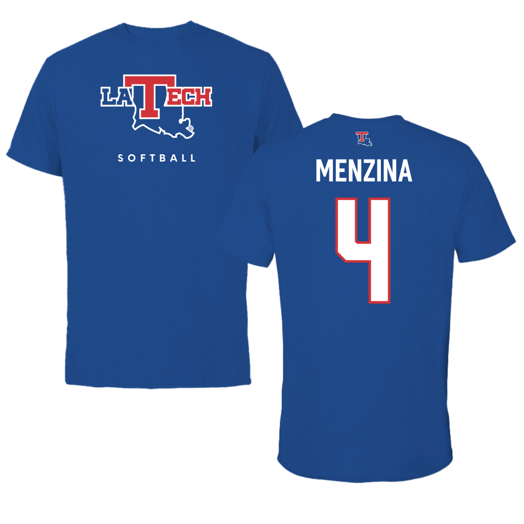 Louisiana Tech University Softball True Royal Performance Tee - #4 Lauren Menzina