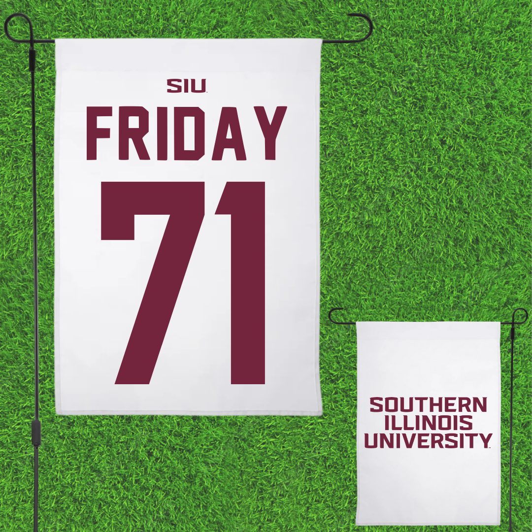 Southern Illinois University at Carbondale Football White Garden Flag - #71 Ostyn Friday
