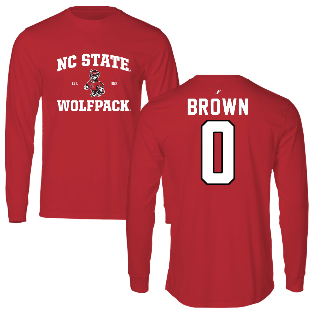 North Carolina State University Football Red General Long Sleeve - #0 Sean Brown