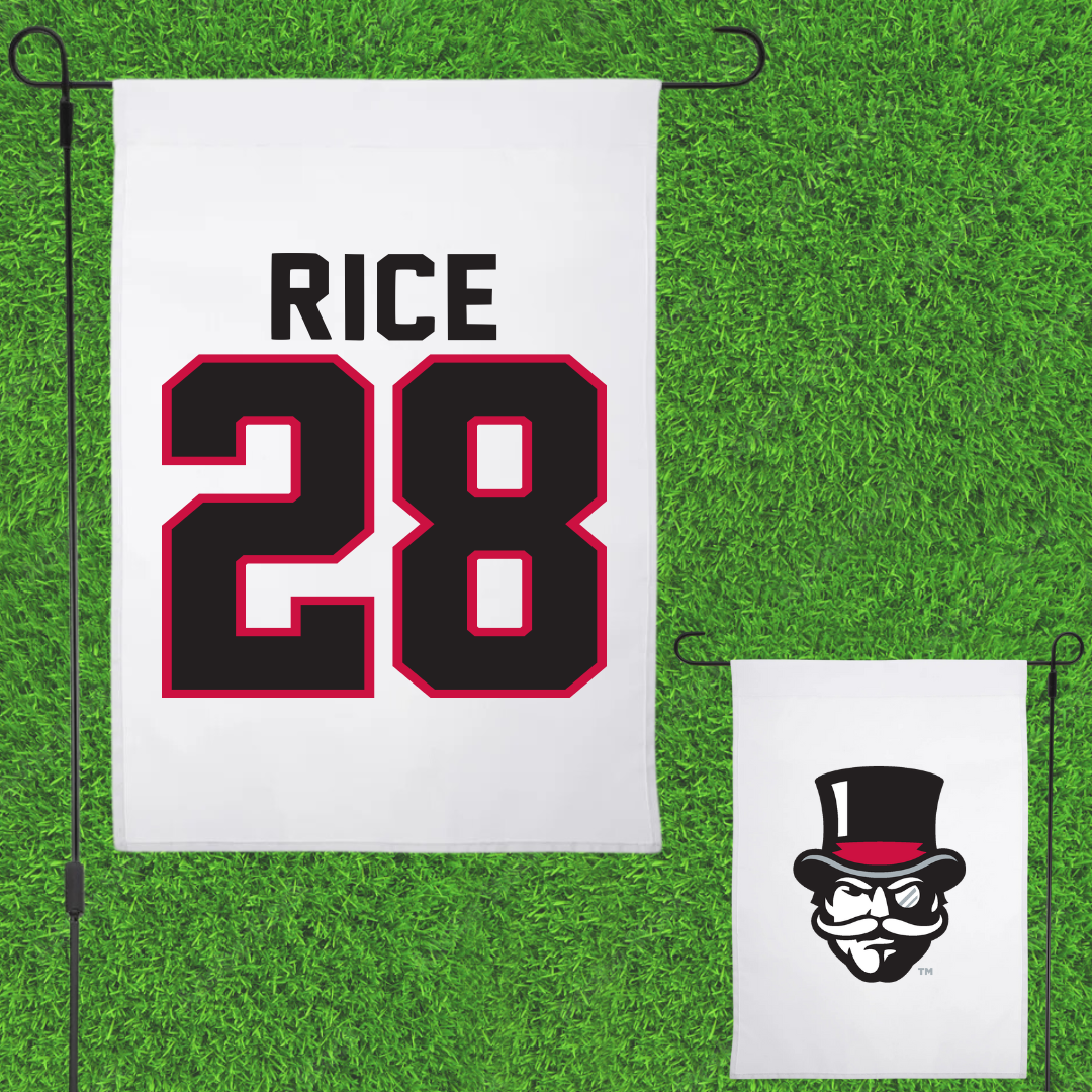 Austin Peay State University Baseball White Garden Flag - #28 Cannon Rice