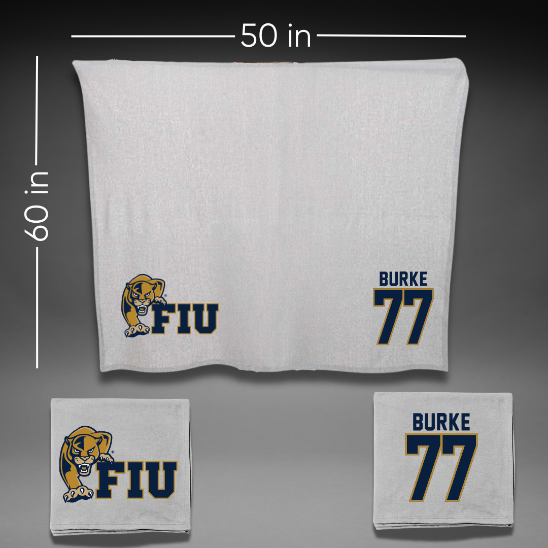 Florida International University Football Gray Blanket - #77 Travis Burke