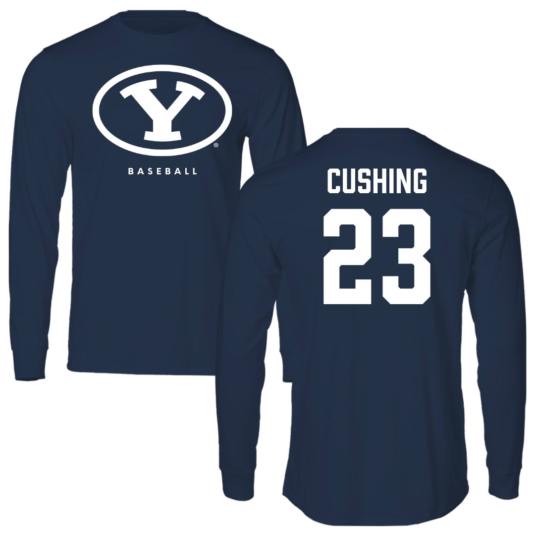 Brigham Young University Baseball Navy Performance Long Sleeve - #23 Stone Cushing
