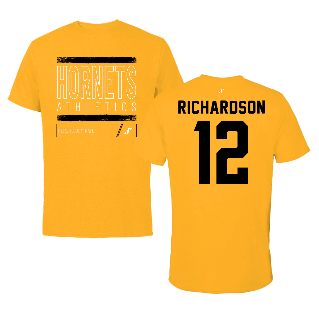 Alabama State University Softball Gold Dominate Tee - #12 Leah Richardson