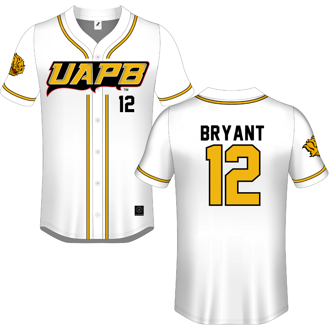 University of Arkansas-Pine Bluff White Button-Down Jersey - #12 Danika Bryant