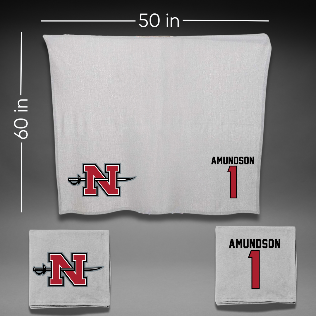 Nicholls State University Baseball Gray Blanket - #1 Kaden Amundson
