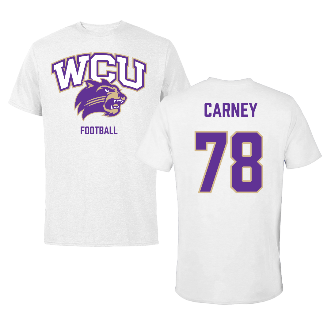 Western Carolina University Football White Tee - #78 Evan Carney