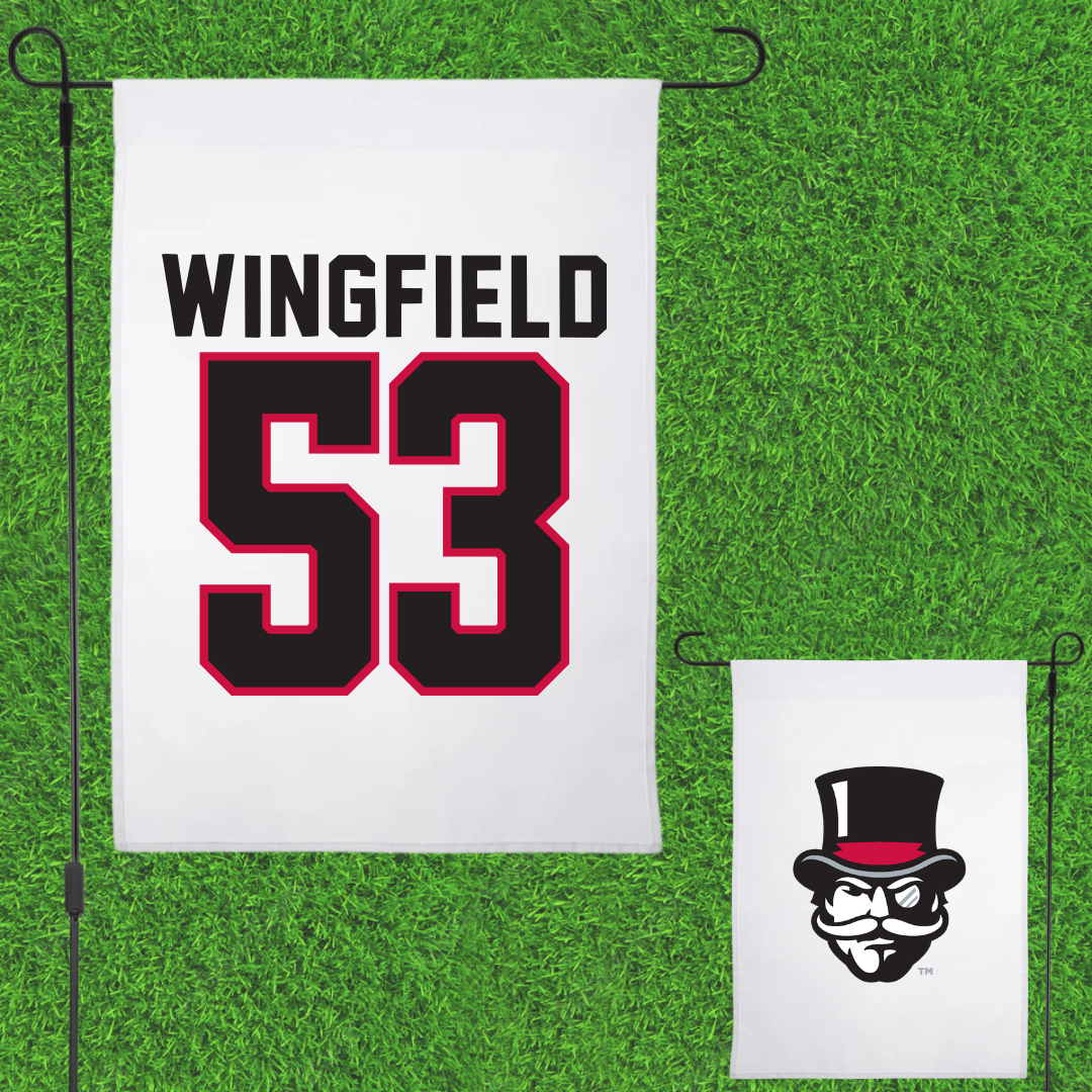 Austin Peay State University Football White Garden Flag - #53 Christian Wingfield