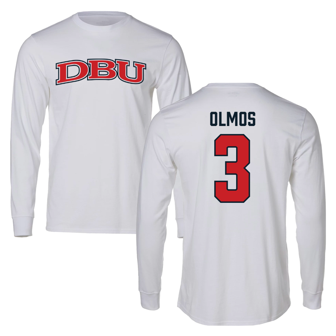Dallas Baptist University Soccer White Performance Long Sleeve - #3 Angelina Olmos