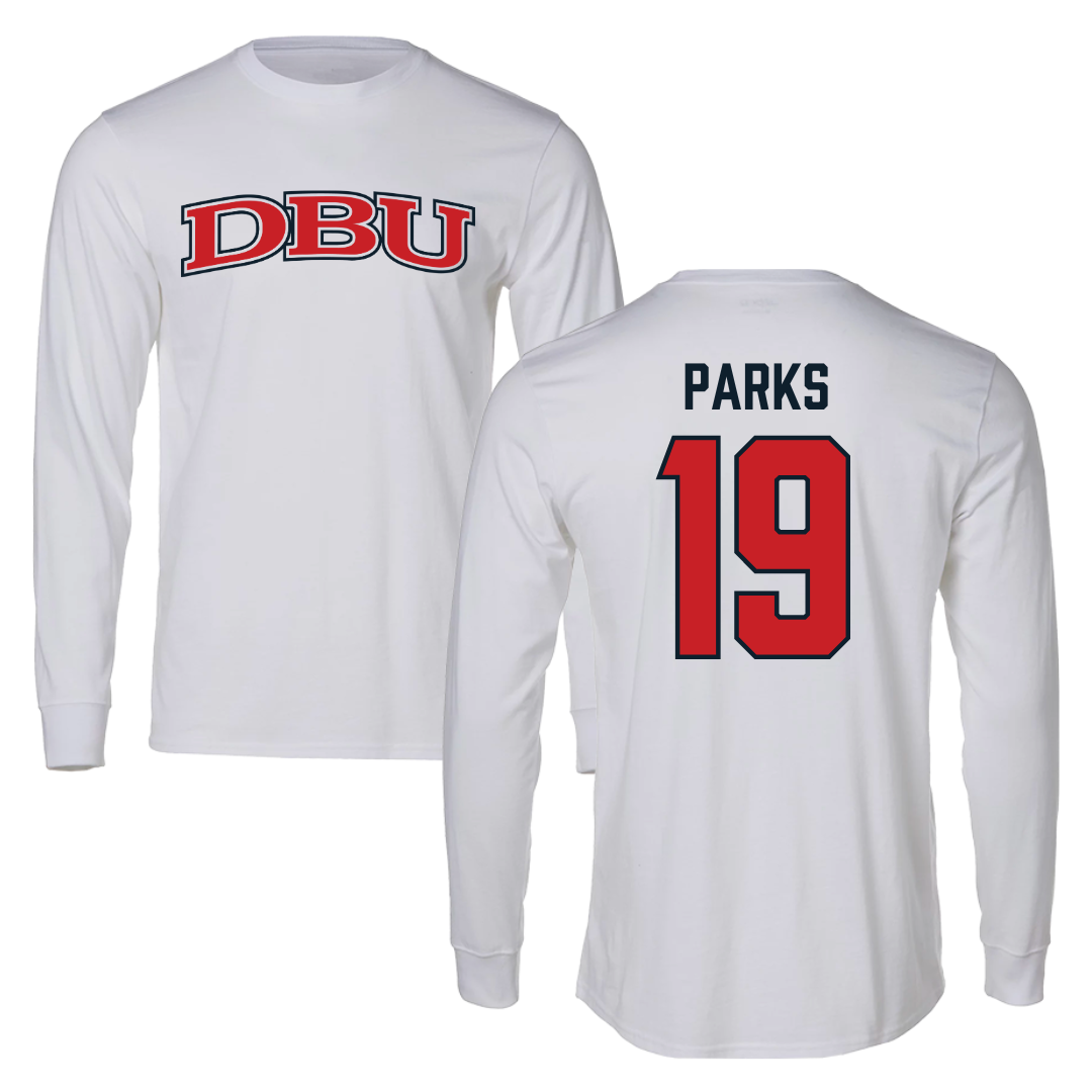 Dallas Baptist University Soccer White Performance Long Sleeve - #19 Madison Parks