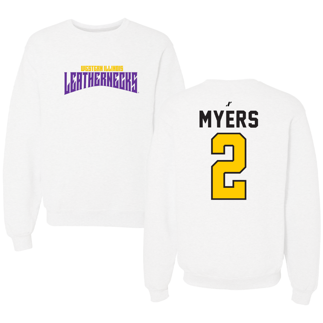 Western Illinois University Basketball White Classic Crewneck - #2 Ryan Myers