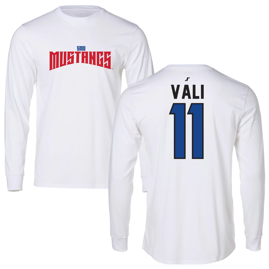 Southern Methodist University Soccer White Classic Long Sleeve - #11 Addison Vali
