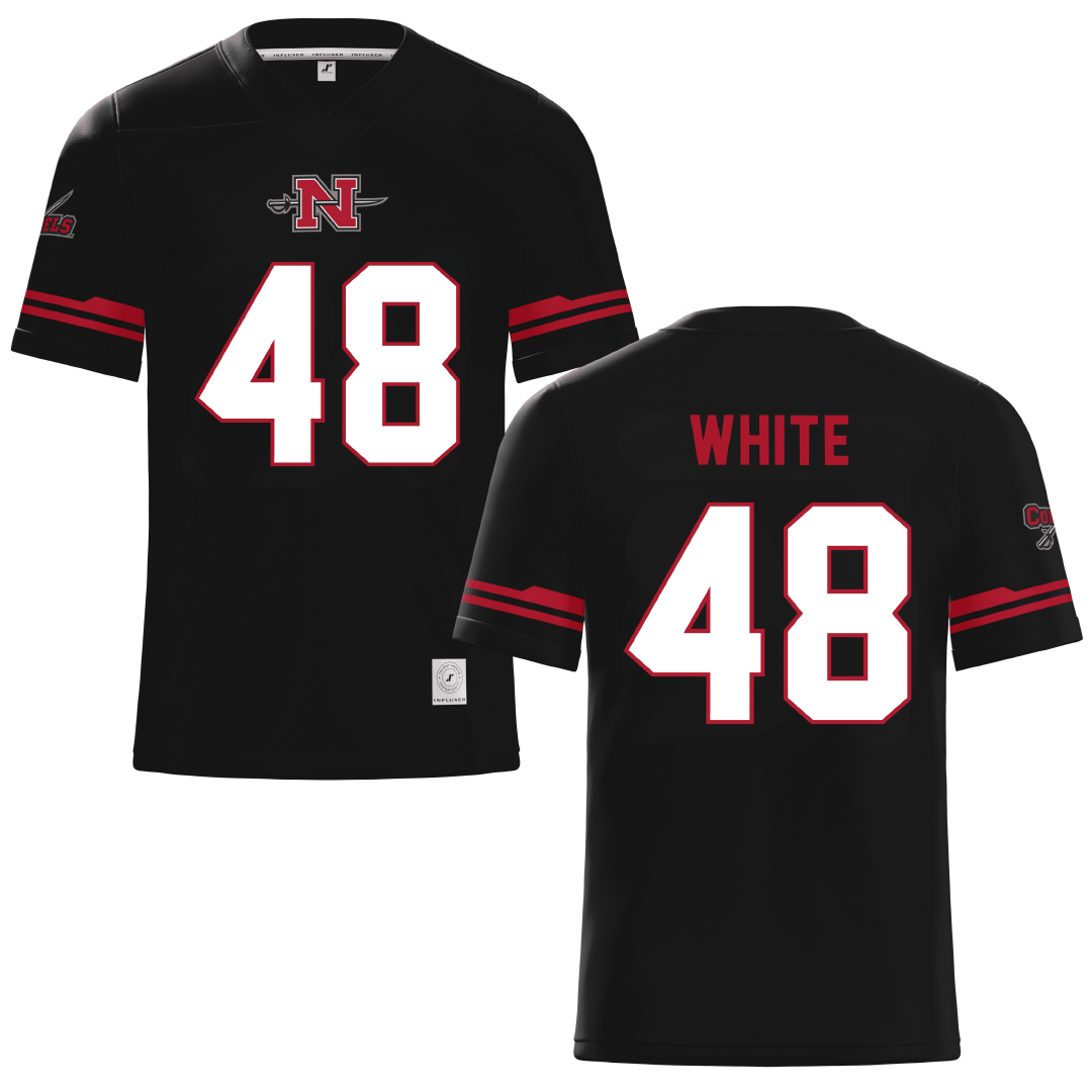Nicholls State University Black Football Jersey - #48 Scott White