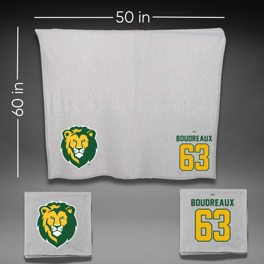 Southeastern Louisiana University Football Gray Blanket - #63 Corin Boudreaux