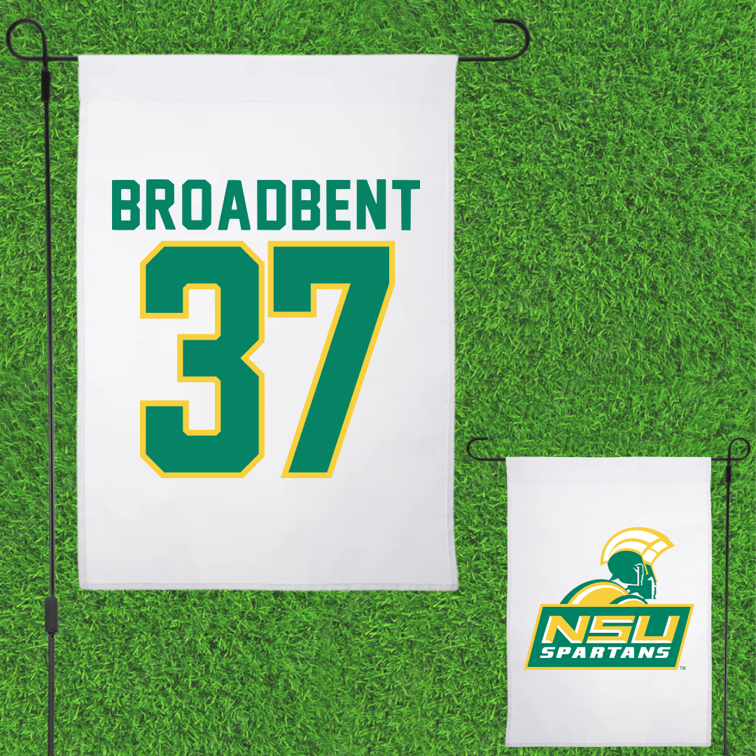 Norfolk State University Football White Garden Flag - #37 Kaleb Broadbent