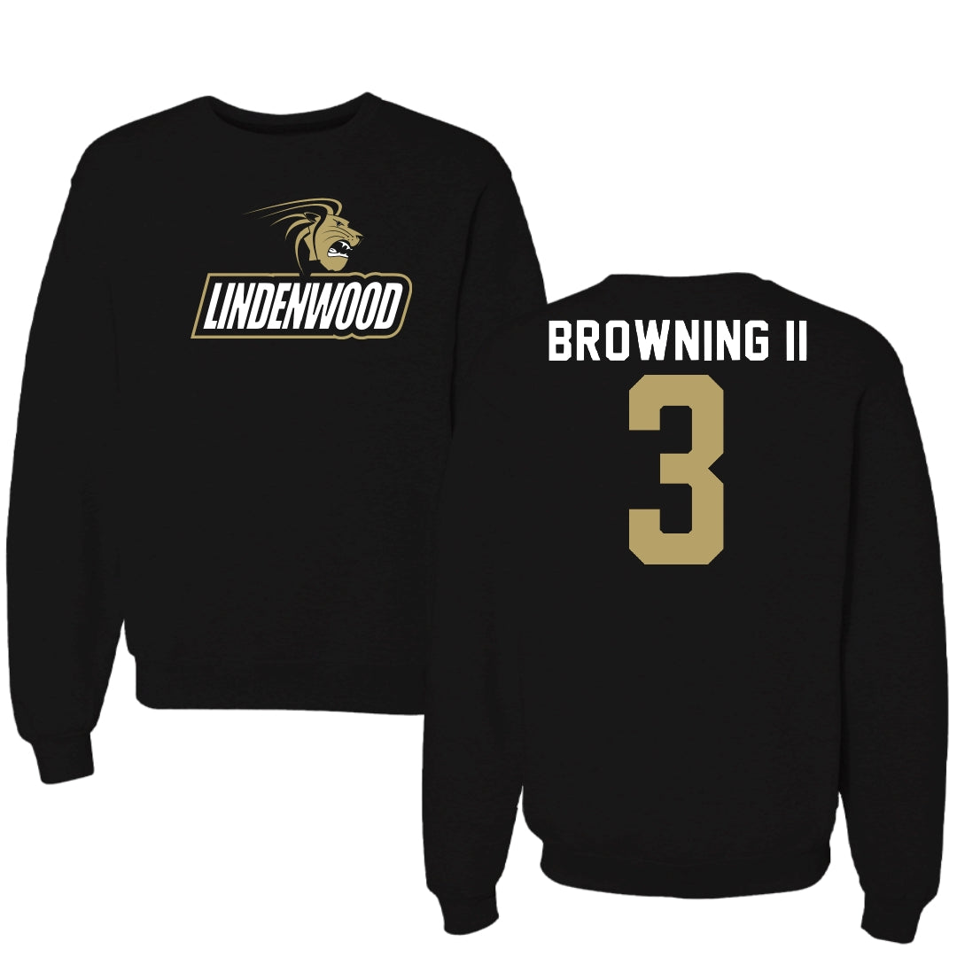 Lindenwood University Basketball Black Crewneck - #3 Markeith Browning II