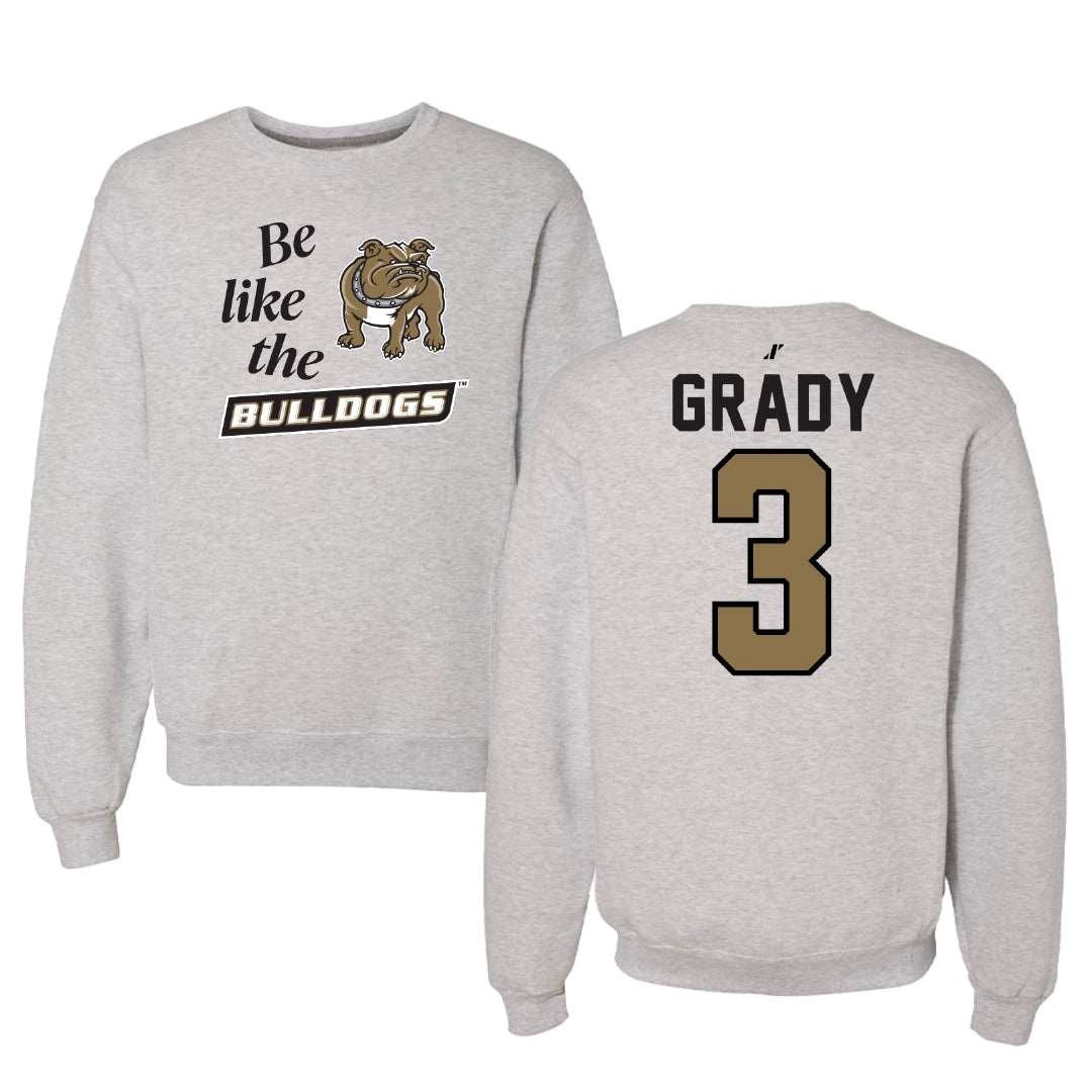 Bryant University Baseball Light Gray Be Like Us Crewneck - #3 Shea Grady
