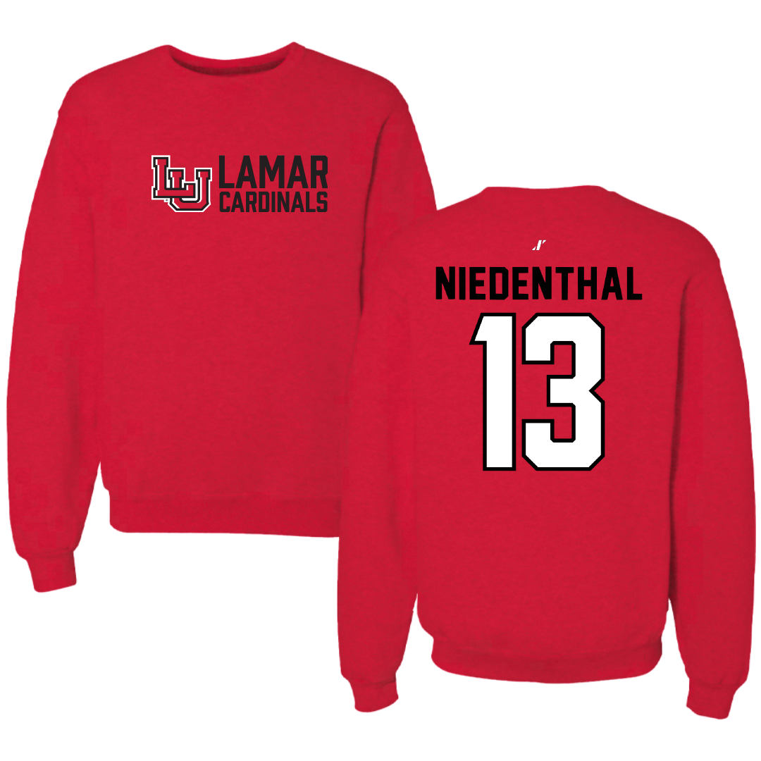 Lamar University Softball Red General Crewneck - #13 Cameron Niedenthal