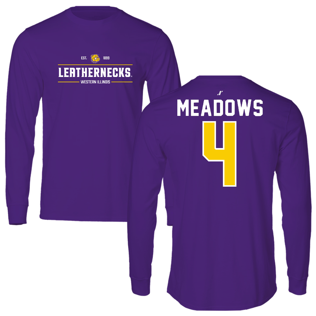 Western Illinois University Basketball Purple General Performance Long Sleeve - #4 Allie Meadows