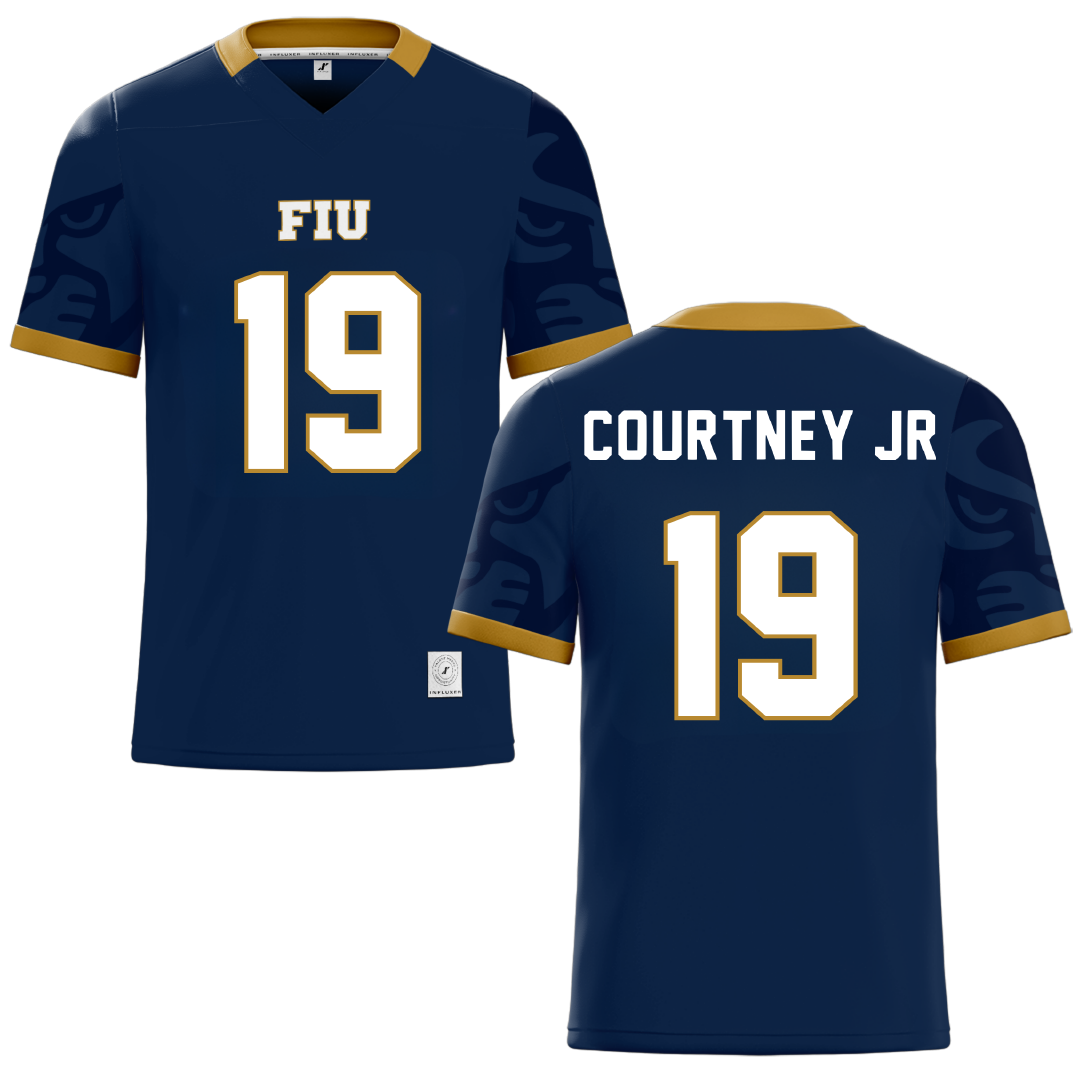 Florida International University Blue Football Jersey - #19 Percy Courtney Jr