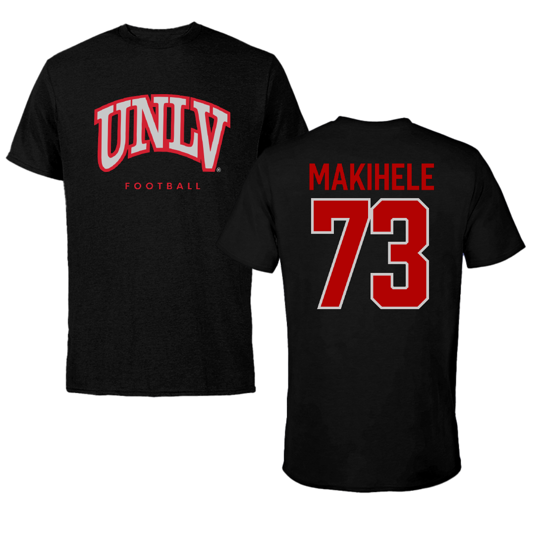 University of Nevada-Las Vegas Football Black Performance Tee - #73 Alani Makihele