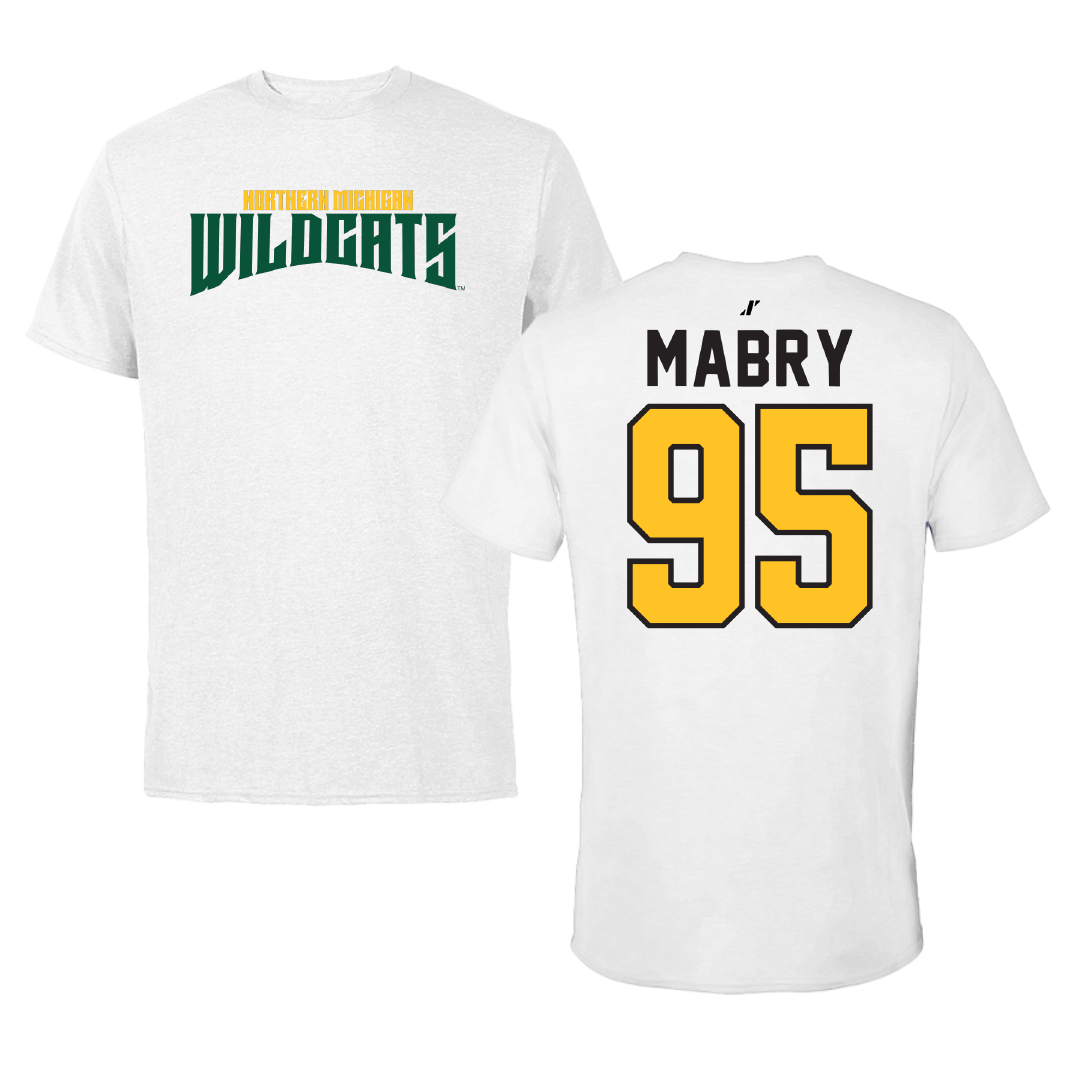 Northern Michigan University Football White Classic Performance Tee - #95 Jhermari Mabry