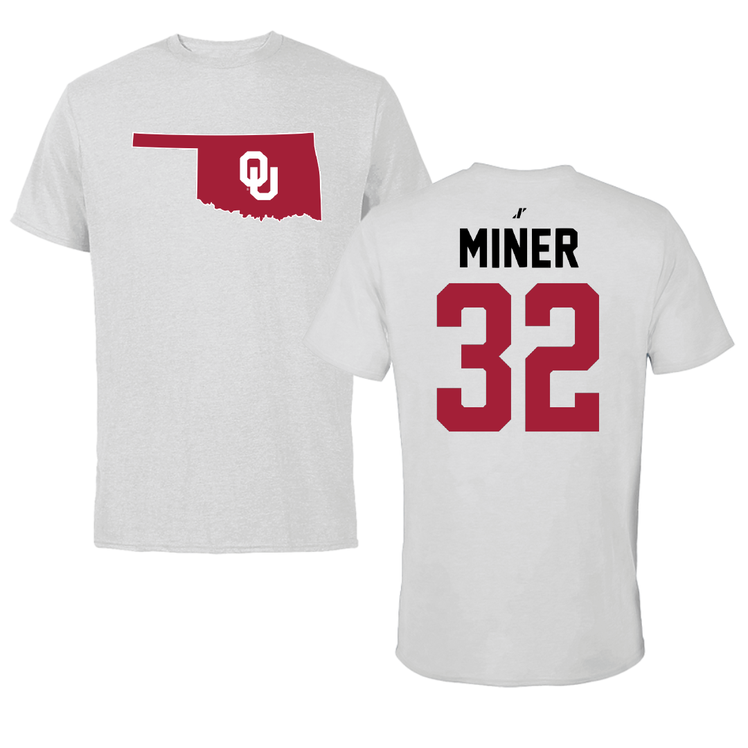University of Oklahoma Baseball Light Gray State Performance Tee - #32 Jace Miner
