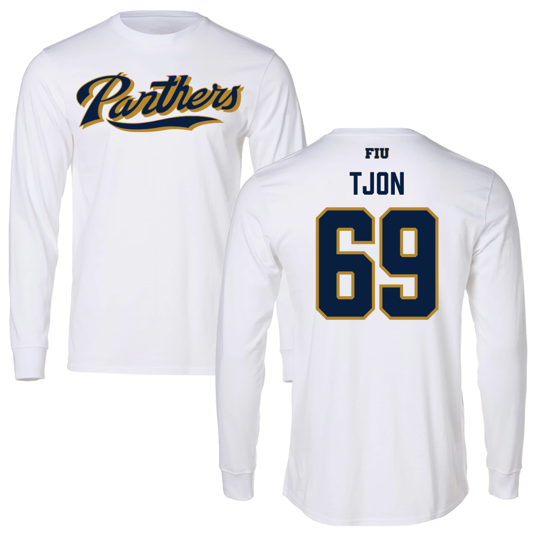 Florida International University Football White Panthers Long Sleeve - #69 Ming Tjon