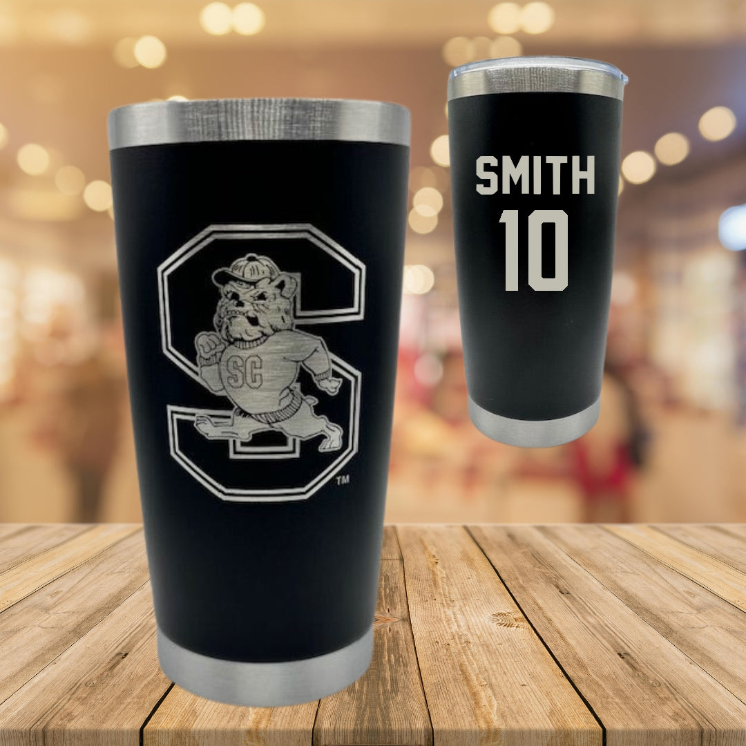 South Carolina State University Football Black Stainless Steel Tumbler - #10 Tyler Smith