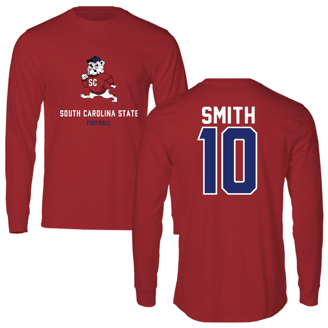 South Carolina State University Football Canvas Red Long Sleeve - #10 Tyler Smith