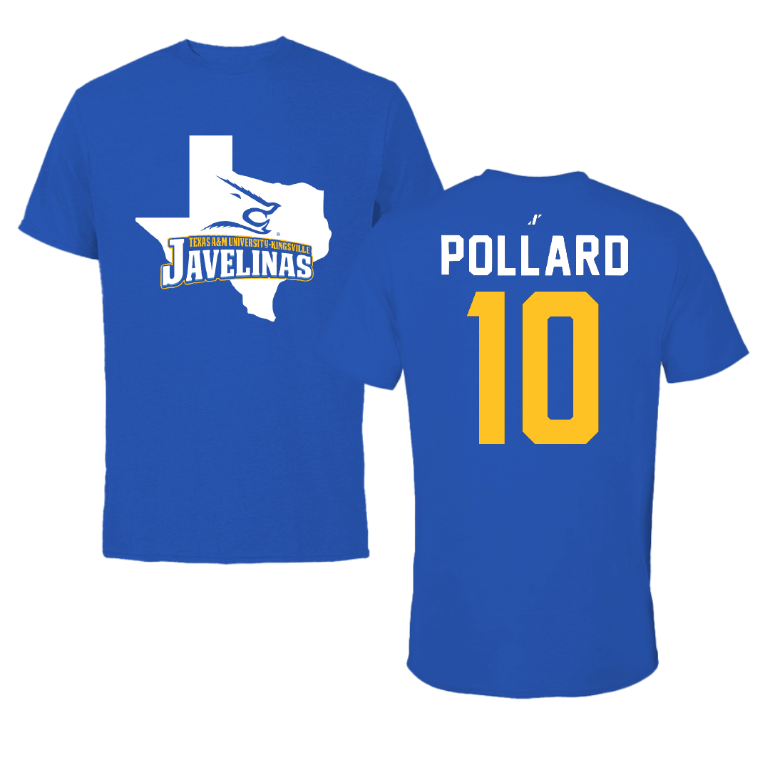 Texas A&M University-Kingsville Volleyball Blue State Tee - #10 Rylan Pollard