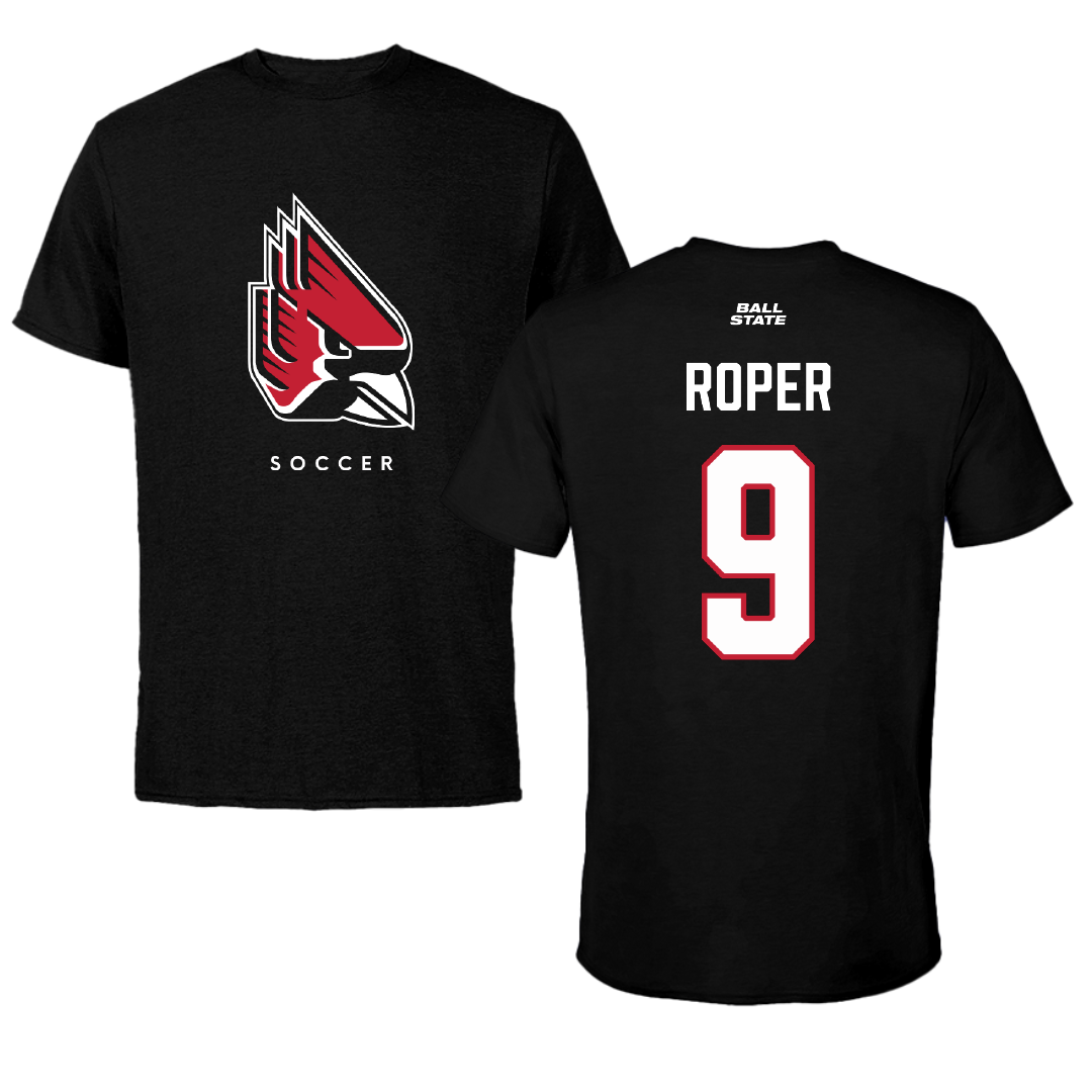 Ball State University Soccer Black Performance Tee - #9 Emily Roper