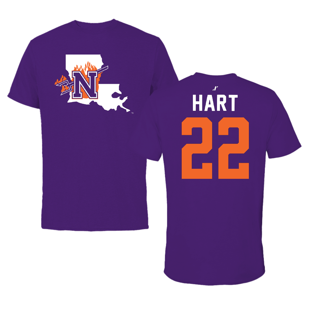 Northwestern State University Football Purple State Tee - #22 Duce Hart