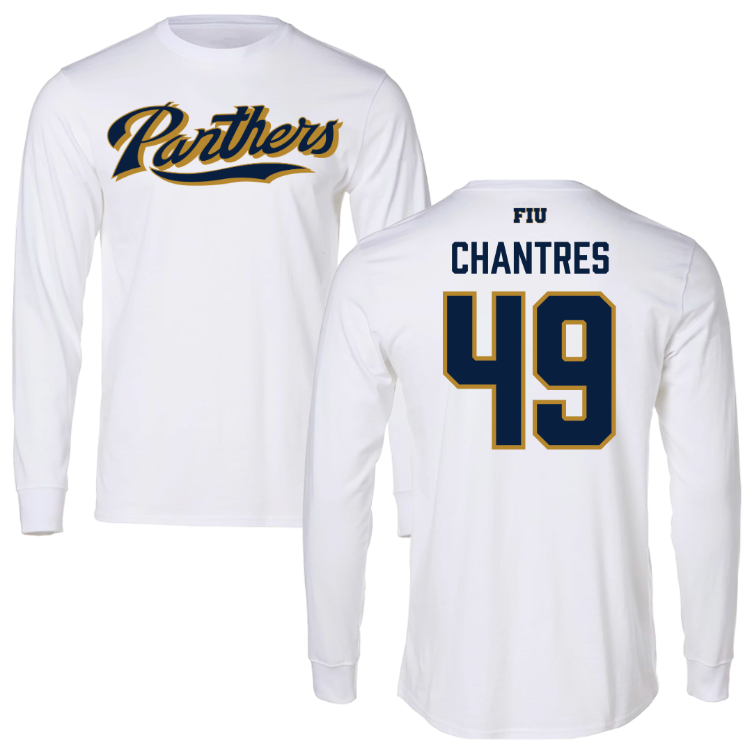 Florida International University Baseball White Panthers Long Sleeve - #49 Lucas Chantres