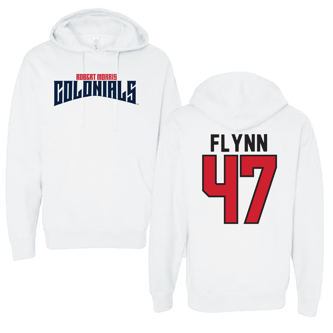 Robert Morris University Football White Classic Hoodie - #47 Mack Flynn