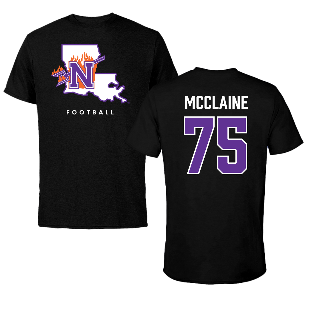 Northwestern State University Football Black Block Performance Tee - #75 Jordan McClaine