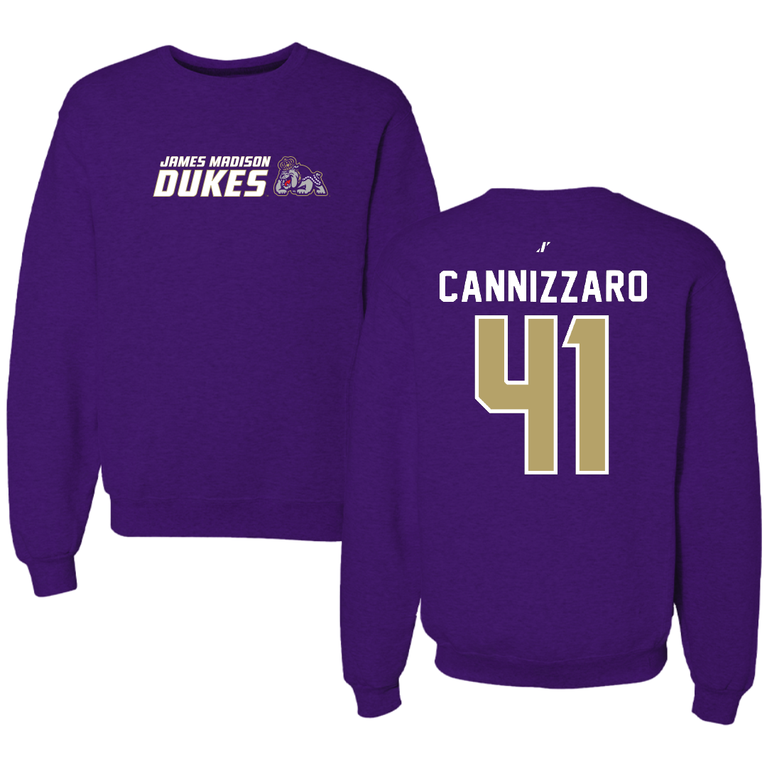 James Madison University Baseball Purple General Crewneck - #41 Jack Cannizzaro