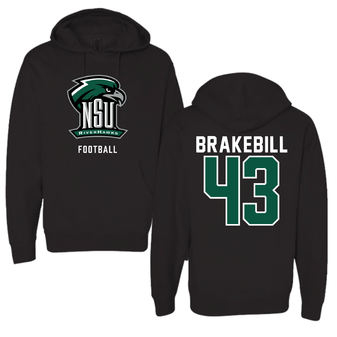 Northeastern State University Football Black NSU Hoodie - #43 Kale Brakebill